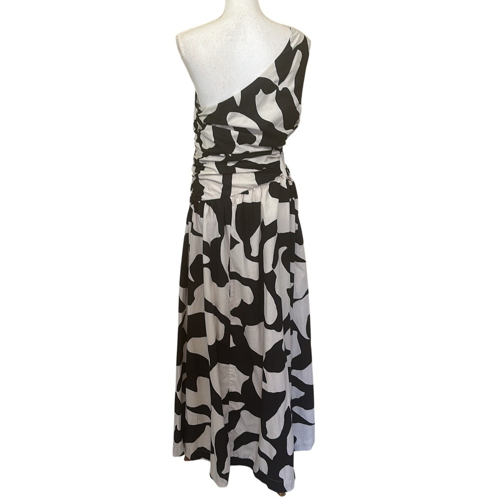 Abercrombie & Fitch Fiore One Shoulder Maxi Dress, black/cream, large, cutout - Picture 3 of 10